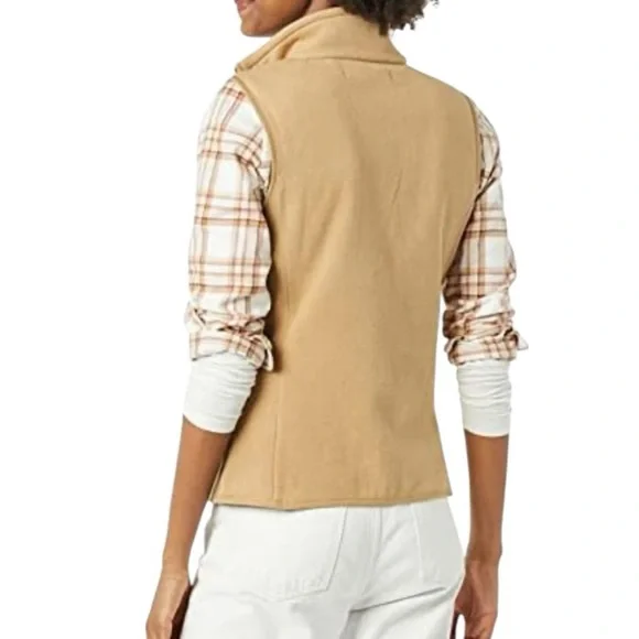 Tan Sleeveless Fleece Zip-Up Vest SZ M - Picture 2 of 8